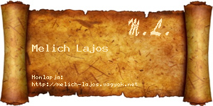 Melich Lajos névjegykártya